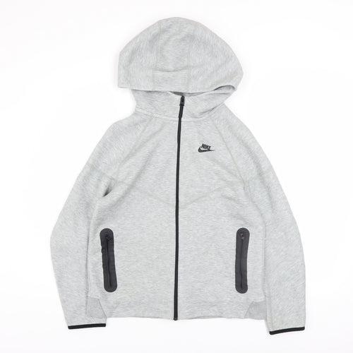 Nike Boys Grey Full Zip Hoodie XL 158-170cm Sportswear Sweatshirt