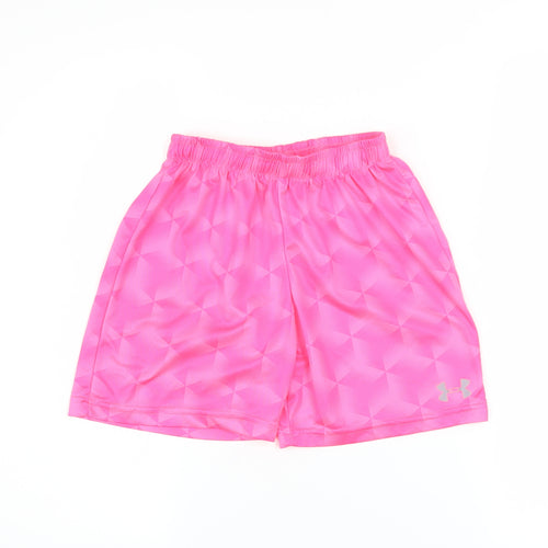 Under Armour Boys Pink Athletic Shorts Size 24 UK 13 Years Polyester