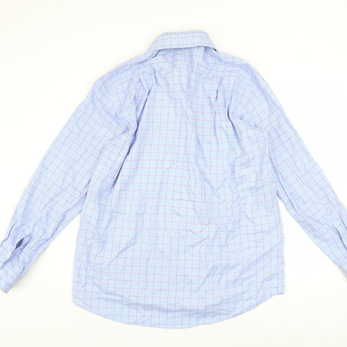 New Haven Men's Blue Check Long Sleeve Regular Fit Shirt 16.5