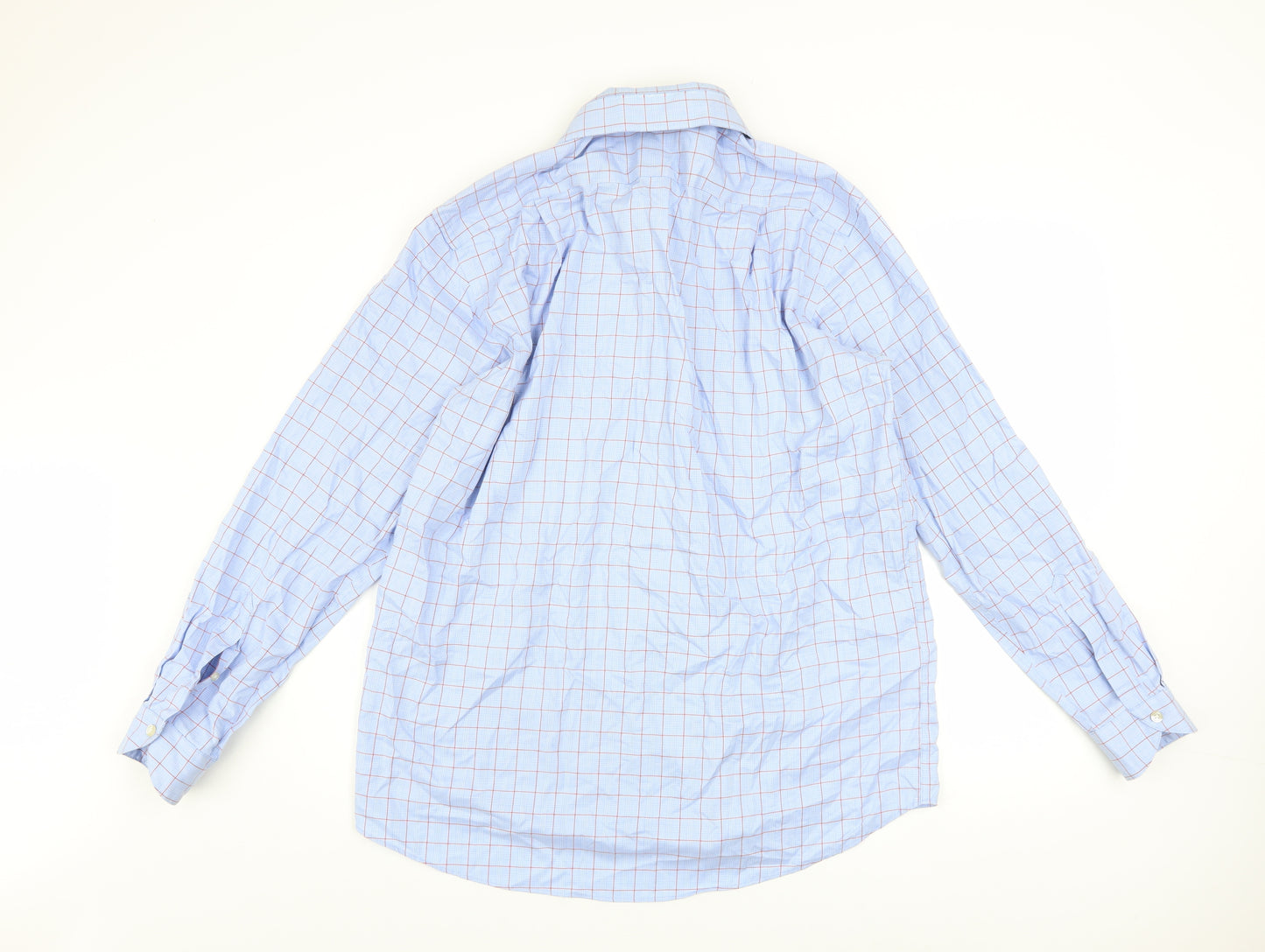 New Haven Men's Blue Check Long Sleeve Regular Fit Shirt 16.5