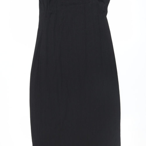 River Island Women's Black One Shoulder Bodycon Midi Dress Size 14