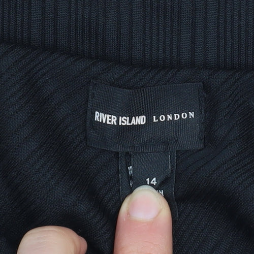 River Island Women's Black One Shoulder Bodycon Midi Dress Size 14