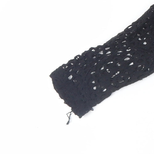 Topshop Women’s Black Crochet Long Sleeve Cropped Blouse UK 12