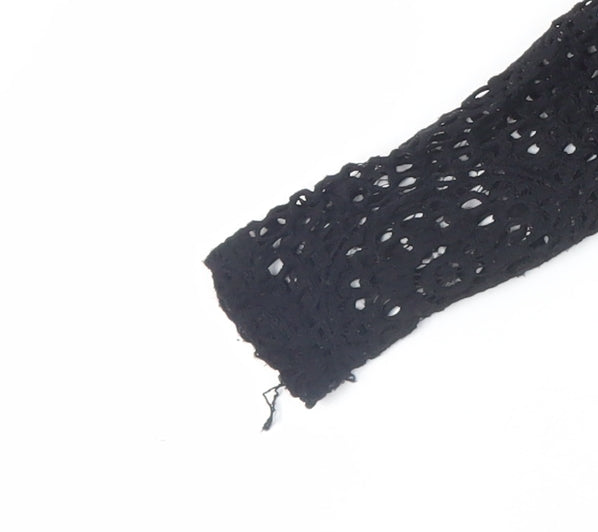 Topshop Women’s Black Crochet Long Sleeve Cropped Blouse UK 12