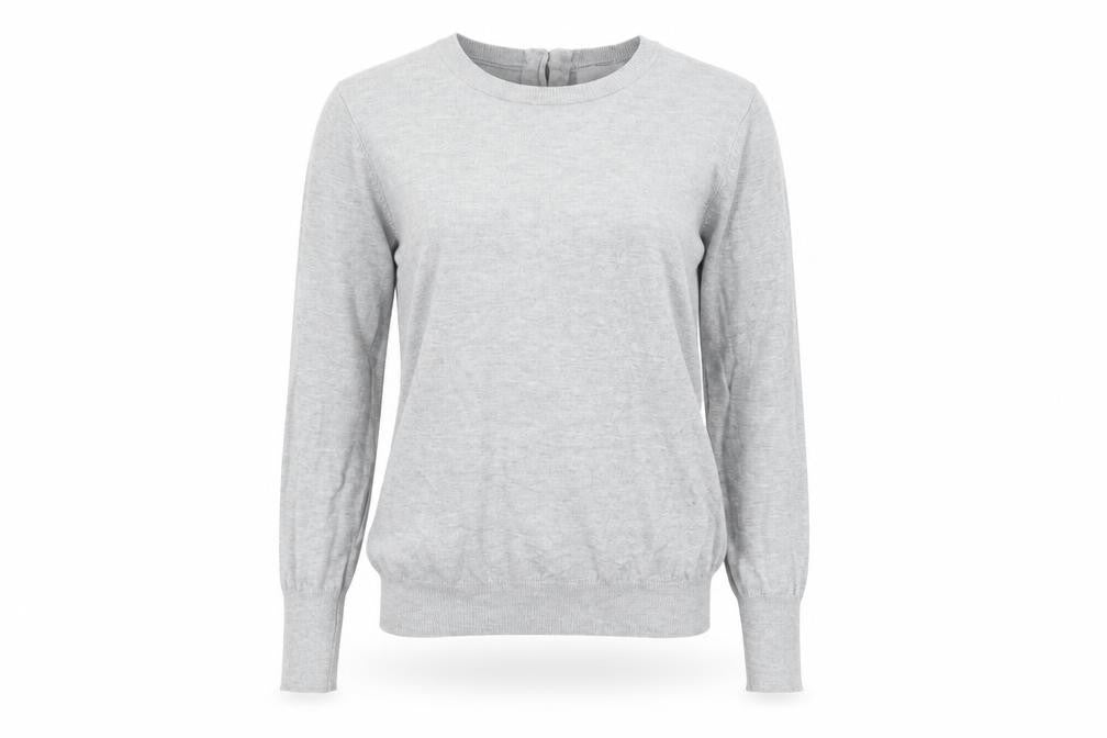 Front view of Savida Women's Grey Crew Neck Long Sleeve jumper, size 12