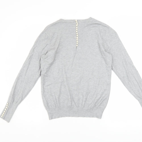 Savida Women's Grey Crew Neck Long Sleeve Pullover Jumper Size 12