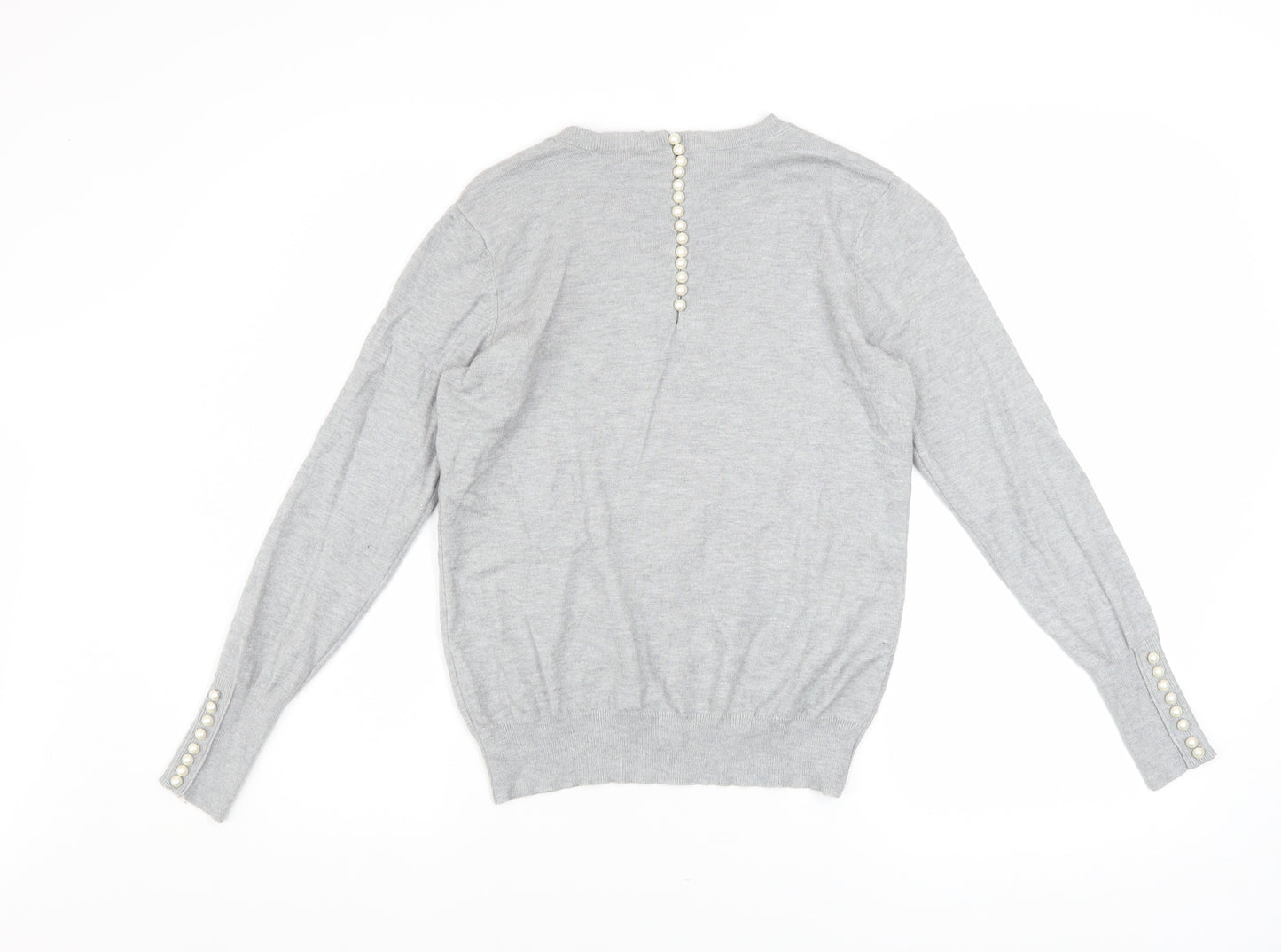 Savida Women's Grey Crew Neck Long Sleeve Pullover Jumper Size 12