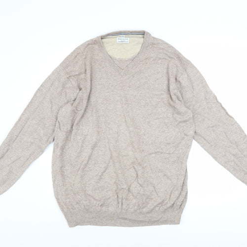 Baileys Men's Beige XL Cotton V-Neck Pullover Jumper