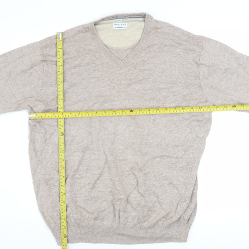 Baileys Men's Beige XL Cotton V-Neck Pullover Jumper