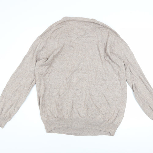 Baileys Men's Beige XL Cotton V-Neck Pullover Jumper