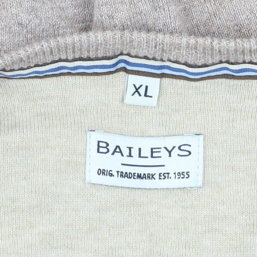 Baileys Men's Beige XL Cotton V-Neck Pullover Jumper