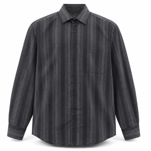 City Line Men's Black Striped Long Sleeve Button-Up Shirt L