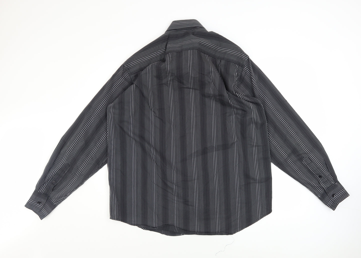 City Line Men's Black Striped Long Sleeve Button-Up Shirt L