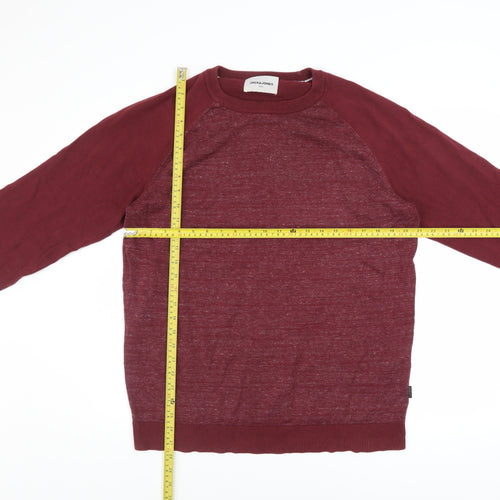 Jack & Jones Men's Red XL Crew Neck Cotton Pullover Jumper