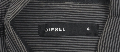 Diesel Men's Black Striped Cotton Button-Up Long Sleeve Shirt L