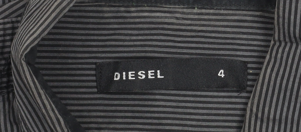 Diesel Men's Black Striped Cotton Button-Up Long Sleeve Shirt L