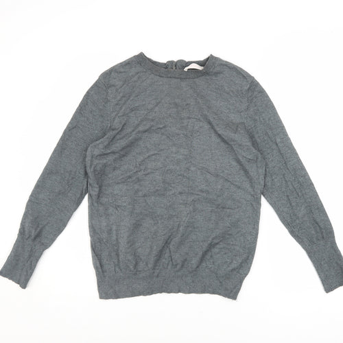 Savida Women’s Grey Crew Neck Button Back Jumper Size 10