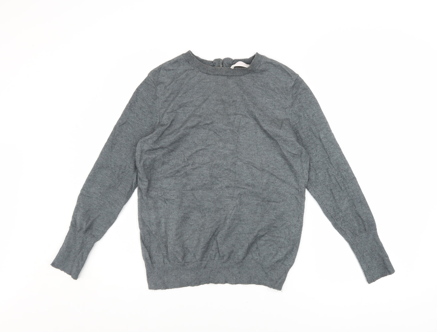 Savida Women’s Grey Crew Neck Button Back Jumper Size 10