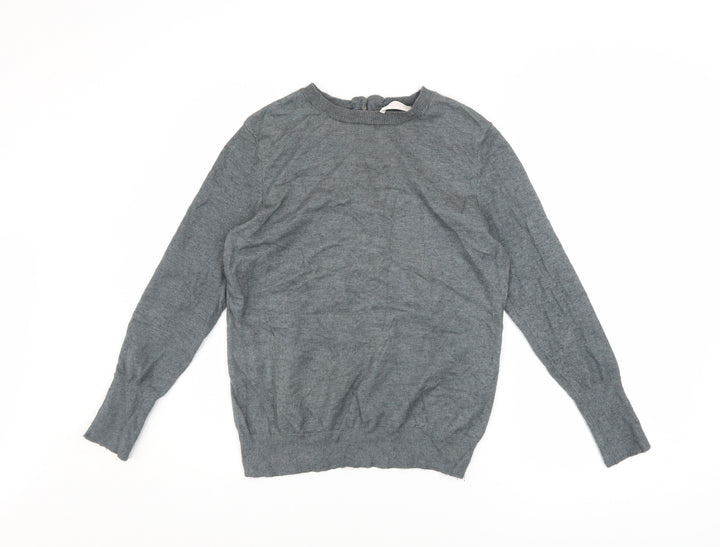 Savida Women’s Grey Crew Neck Button Back Jumper Size 10