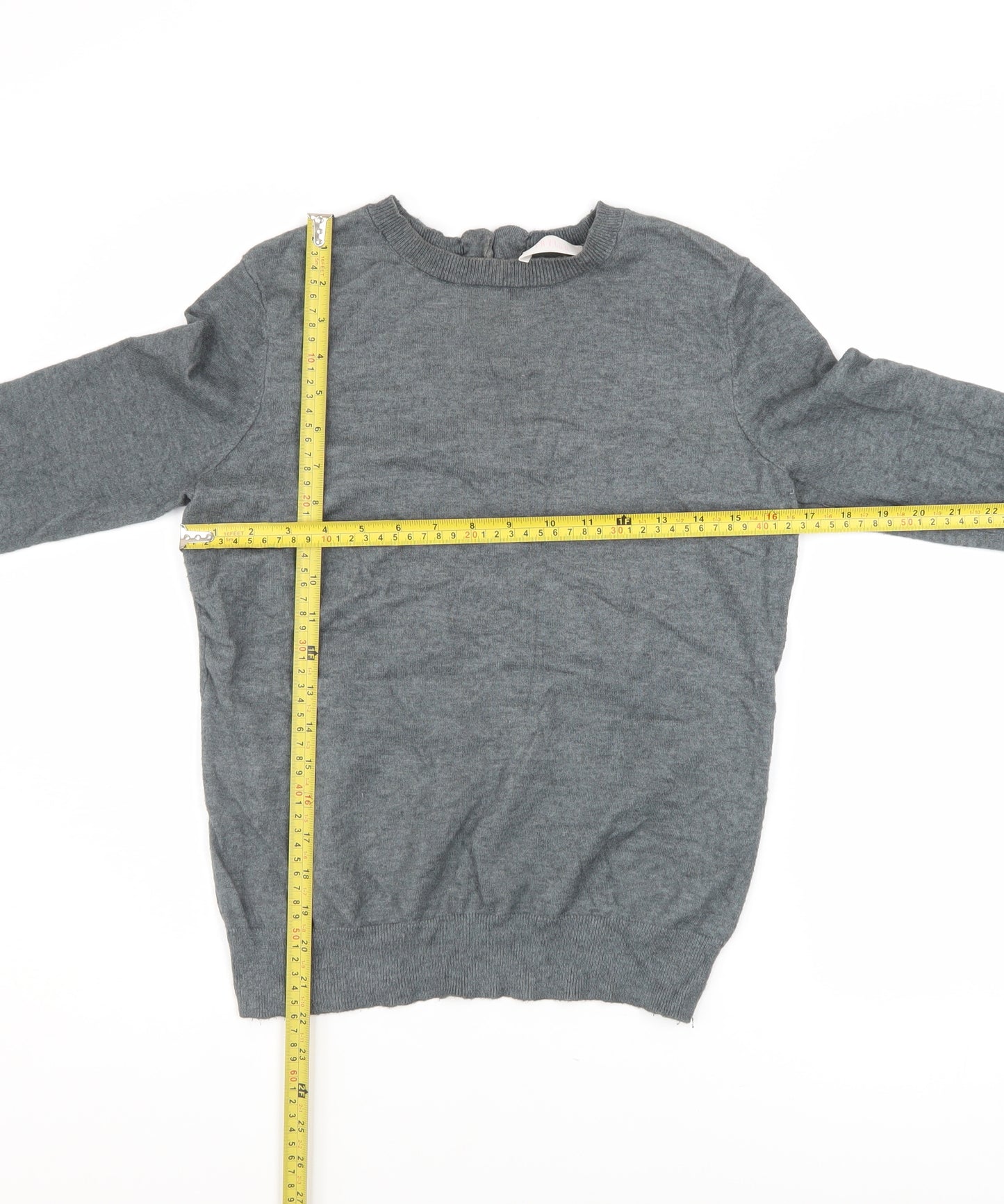 Savida Women’s Grey Crew Neck Button Back Jumper Size 10