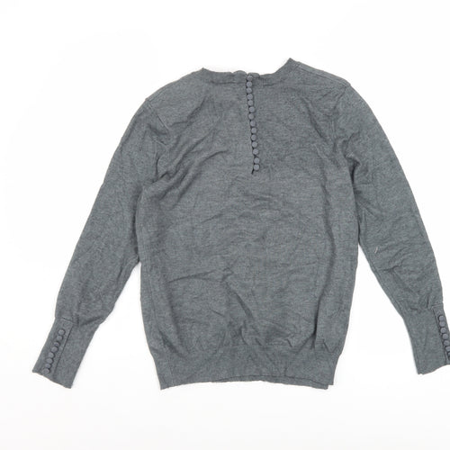 Savida Women’s Grey Crew Neck Button Back Jumper Size 10