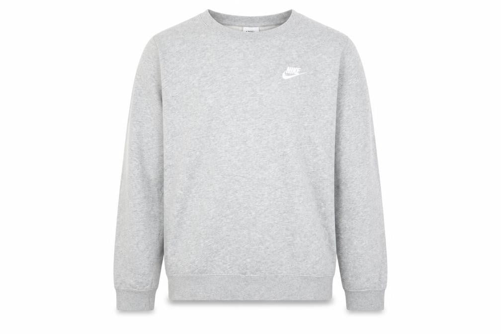 Front view of Nike Men’s Grey Crew Neck Pullover Sweatshirt M Regular Fit