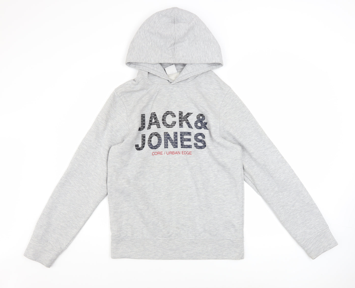 Jack & Jones Men's Grey Pullover Hoodie S Logo Fleece Sweatshirt