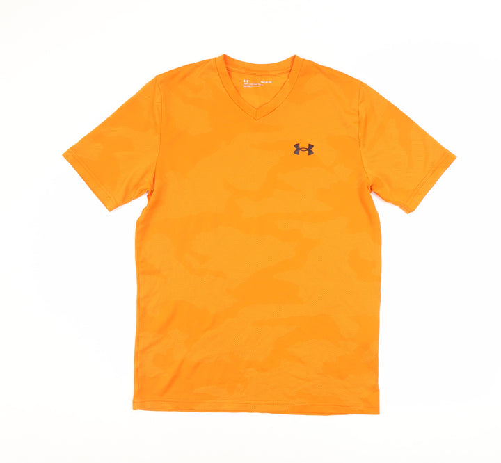 Under Armour Men's Orange Camouflage V-Neck Active T-Shirt Size S