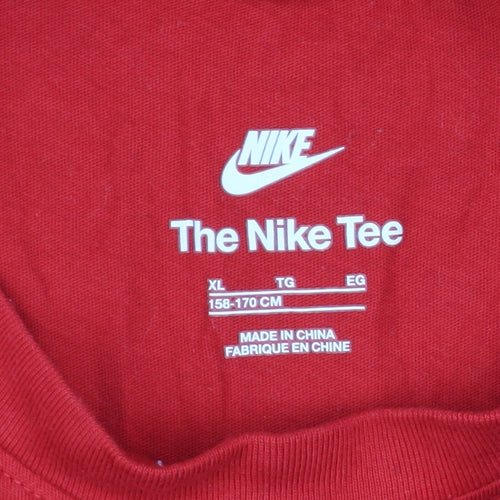 Nike Boys Red XL Short Sleeve Crew Neck Sports Cotton T-Shirt