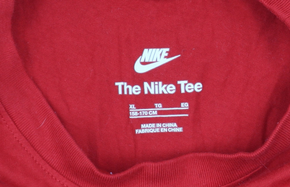 Nike Boys Red XL Short Sleeve Crew Neck Sports Cotton T-Shirt