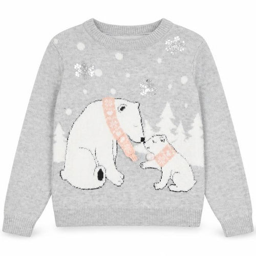 Primark Women Grey Christmas Bear Knit Jumper Size S 10/12