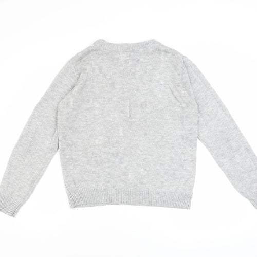 Primark Women Grey Christmas Bear Knit Jumper Size S 10/12