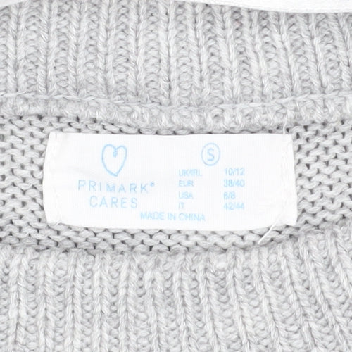Primark Women Grey Christmas Bear Knit Jumper Size S 10/12
