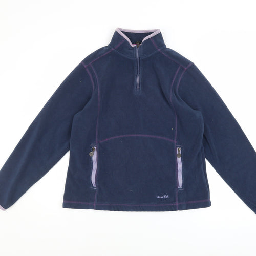 Weird Fish Womens Navy Blue 1/2 Zip Fleece Sweatshirt Size 12