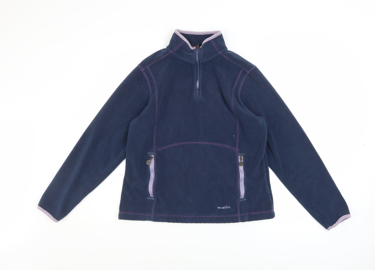 Weird Fish Womens Navy Blue 1/2 Zip Fleece Sweatshirt Size 12