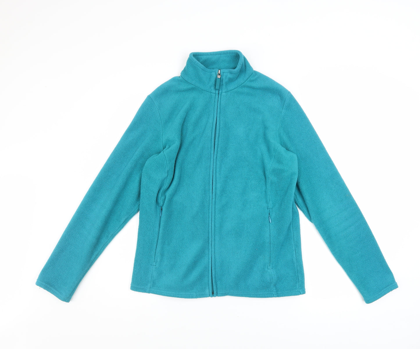 Marks and Spencer Womens Blue Fleece Jacket Size 12 Full Zip Lightweight