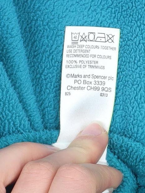 Marks and Spencer Womens Blue Fleece Jacket Size 12 Full Zip Lightweight