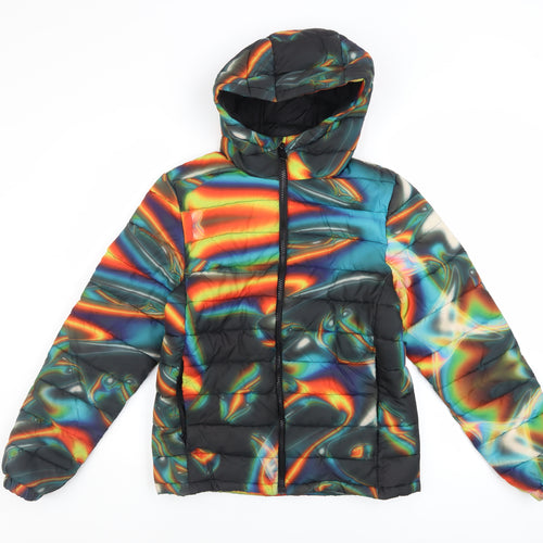 Next Boys Multicoloured Puffer Jacket 12 Years Hooded Polyester Winter Coat