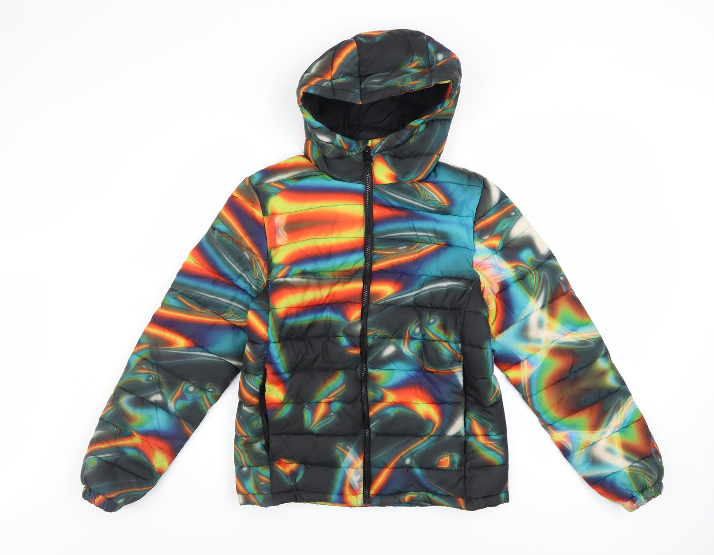 Next Boys Multicoloured Puffer Jacket 12 Years Hooded Polyester Winter Coat