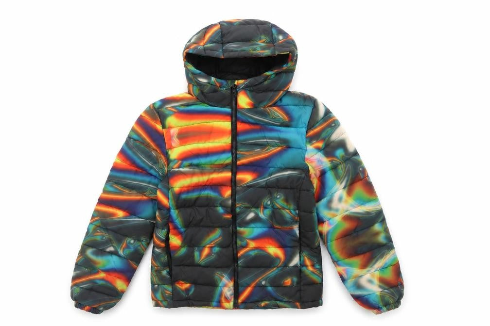Front view of Next boys’ multicoloured puffer jacket 12 years hooded polyester winter coat