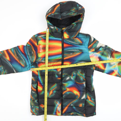 Next Boys Multicoloured Puffer Jacket 12 Years Hooded Polyester Winter Coat