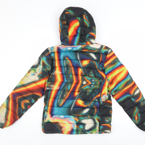 Next Boys Multicoloured Puffer Jacket 12 Years Hooded Polyester Winter Coat