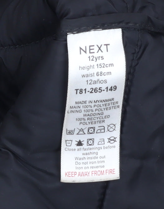 Next Boys Multicoloured Puffer Jacket 12 Years Hooded Polyester Winter Coat
