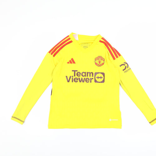 Adidas Boys Yellow Manchester United Goalkeeper Jersey 9-10Y Long Sleeve