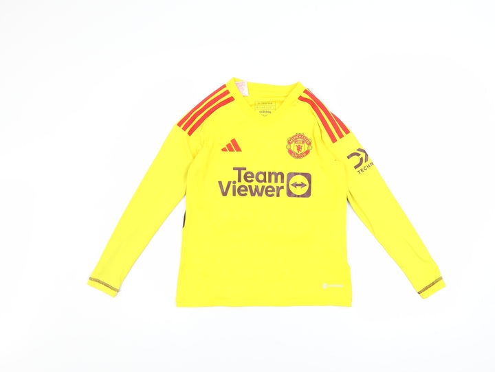 Adidas Boys Yellow Manchester United Goalkeeper Jersey 9-10Y Long Sleeve