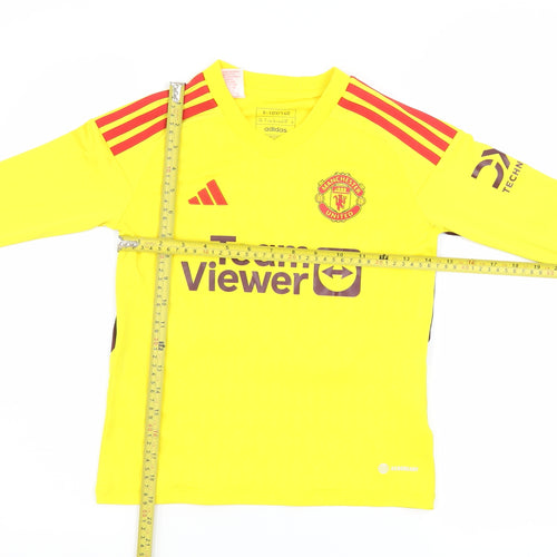 Adidas Boys Yellow Manchester United Goalkeeper Jersey 9-10Y Long Sleeve