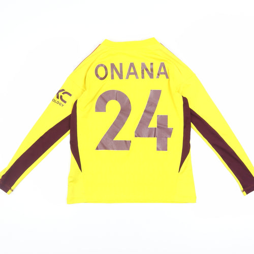 Adidas Boys Yellow Manchester United Goalkeeper Jersey 9-10Y Long Sleeve