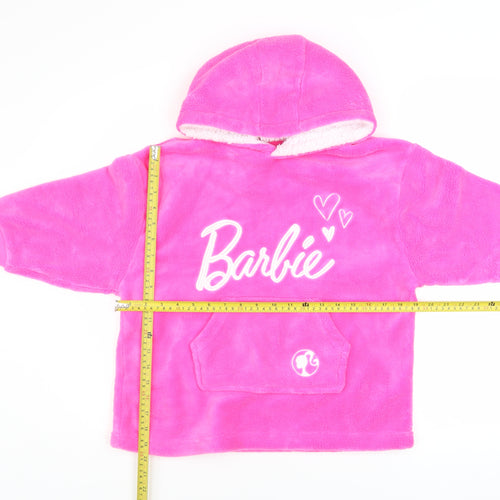 Barbie Girls Pink Hooded Fleece Lounge Set XXS-XS Winter Nightwear