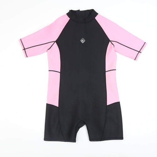 Primark Girls Pink & Black Short Sleeve Wetsuit 13-14 Years Stretch UV Swimwear