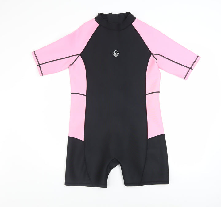Primark Girls Pink & Black Short Sleeve Wetsuit 13-14 Years Stretch UV Swimwear